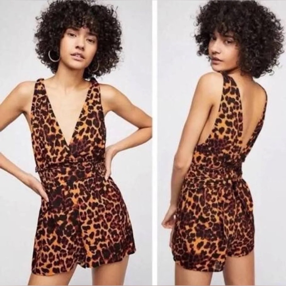 Free people cheetah print romper